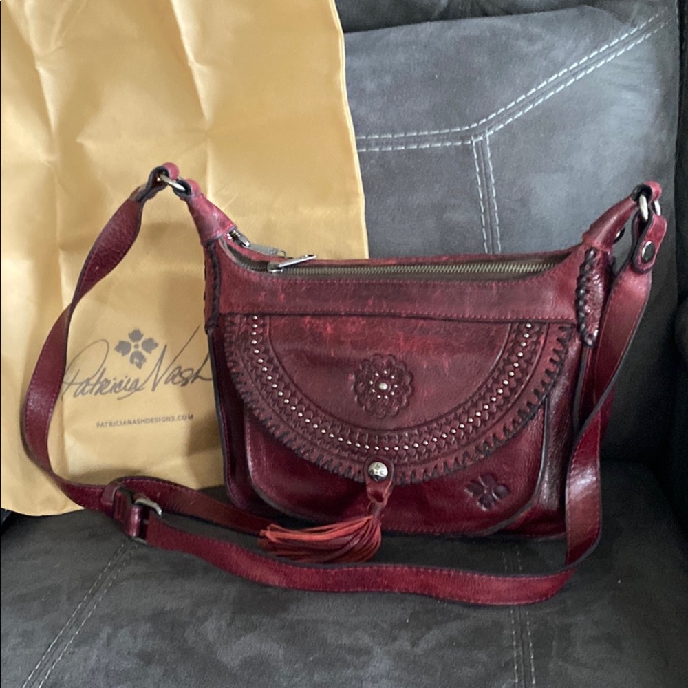 Patricia Nash Red Leather boho western bag